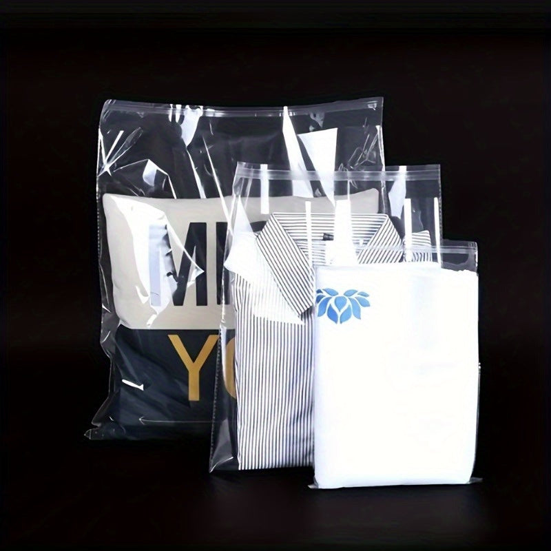 100-Pack Thick Transparent Resealable Cellophane Bags - Self-Adhesive Sealing, Durable OPP BOPP Plastic Packaging for T-Shirts, Photos, Gifts